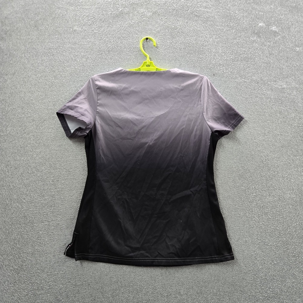 Koi Women Scrub Top S Gray Ombre Colorblock Zipper PO#NTV92788 Short Sleeve - Picture 9 of 9